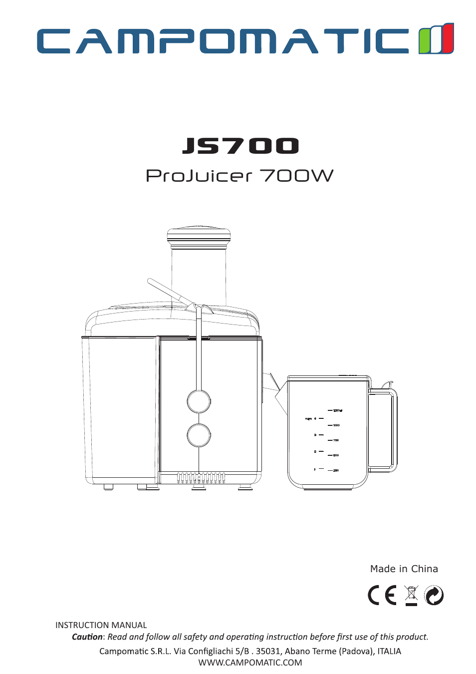 Campomatic JS700 User Manual | 14 pages