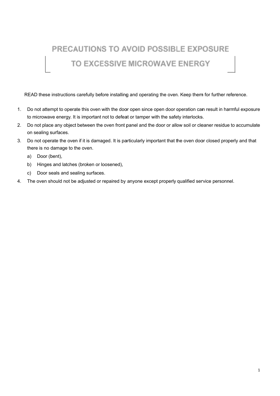 Preca to, Aution o exce, S to av essive | Void p micro, Ossibl owave, Le expo energ, Osure gy | Campomatic KOCVBI User Manual | Page 2 / 19