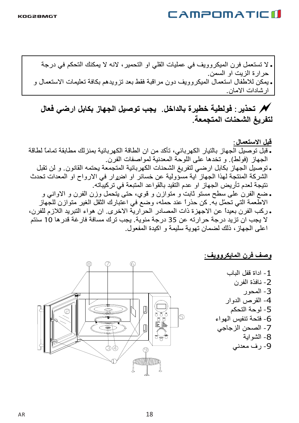 Campomatic KOG28MGT User Manual | Page 18 / 20