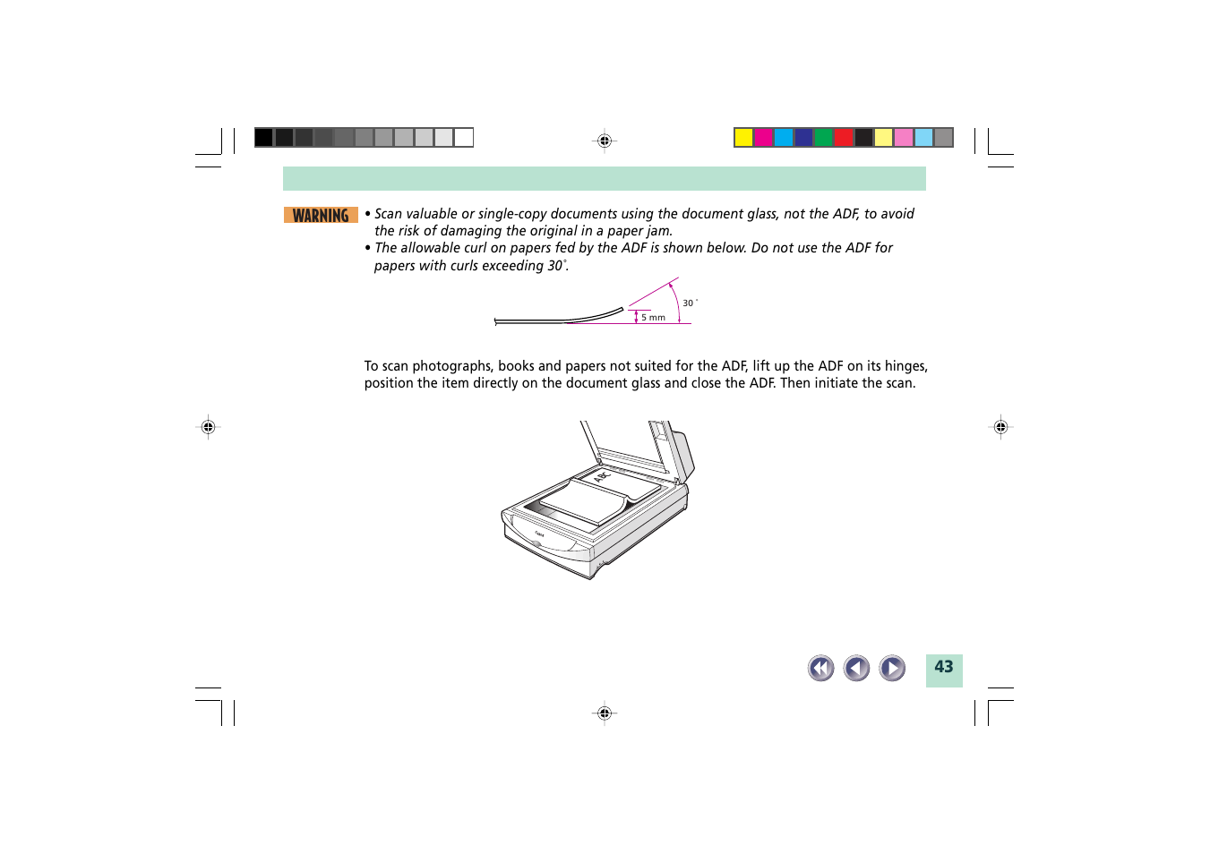 Warning | Canon FB1200S User Manual | Page 43 / 82