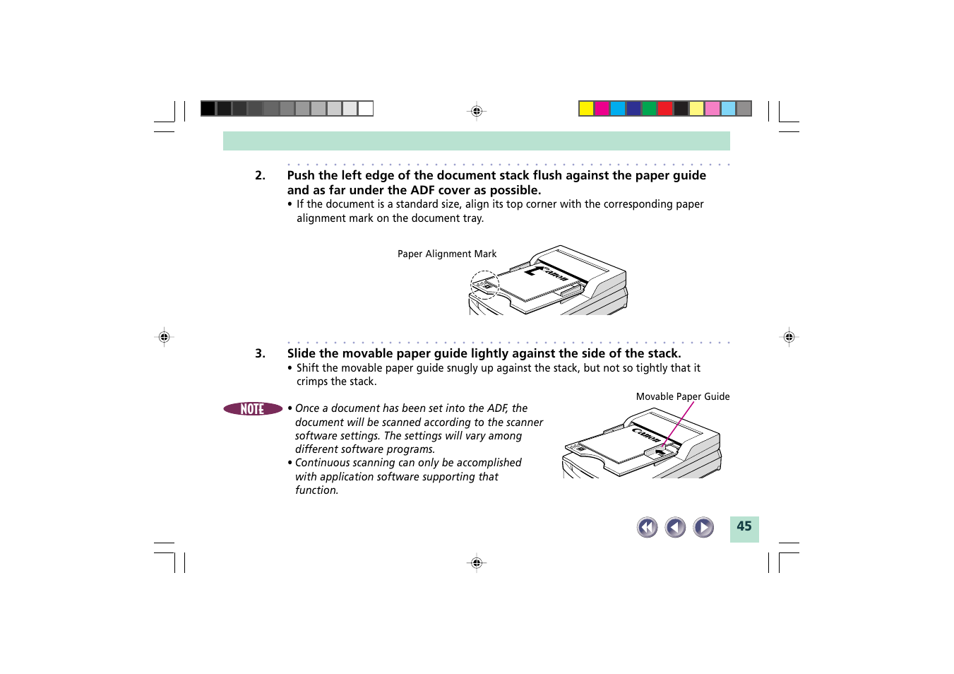 Paper alignment mark movable paper guide | Canon FB1200S User Manual | Page 45 / 82