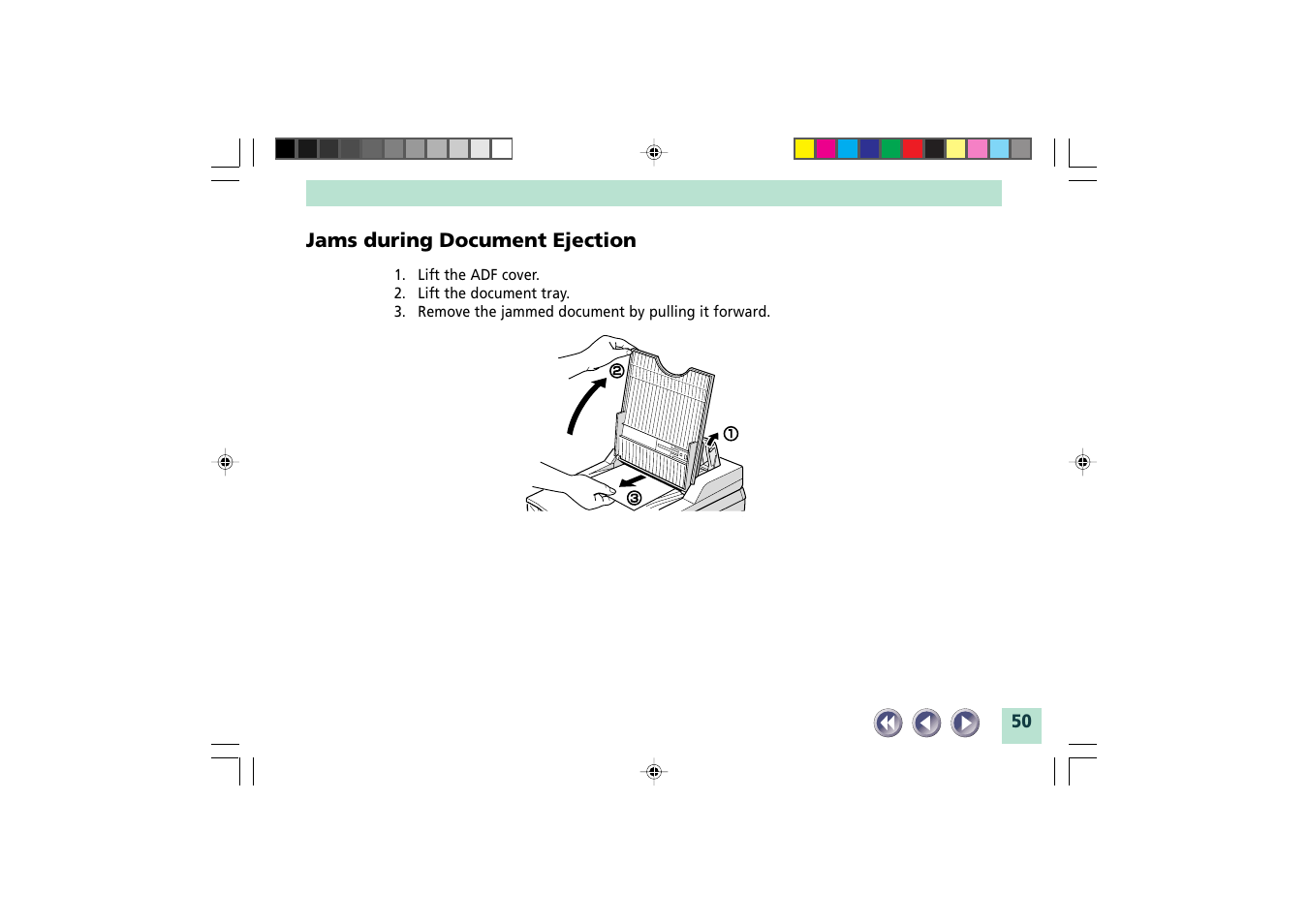 Jams during document ejection | Canon FB1200S User Manual | Page 50 / 82