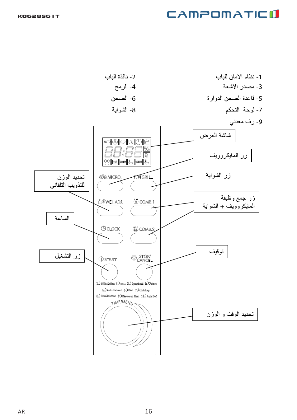 Campomatic KOG28SG1 User Manual | Page 16 / 20