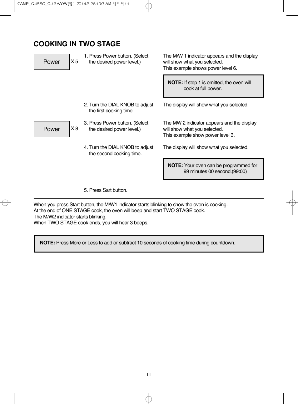 Cooking in two stage | Campomatic KOG45SG User Manual | Page 12 / 31