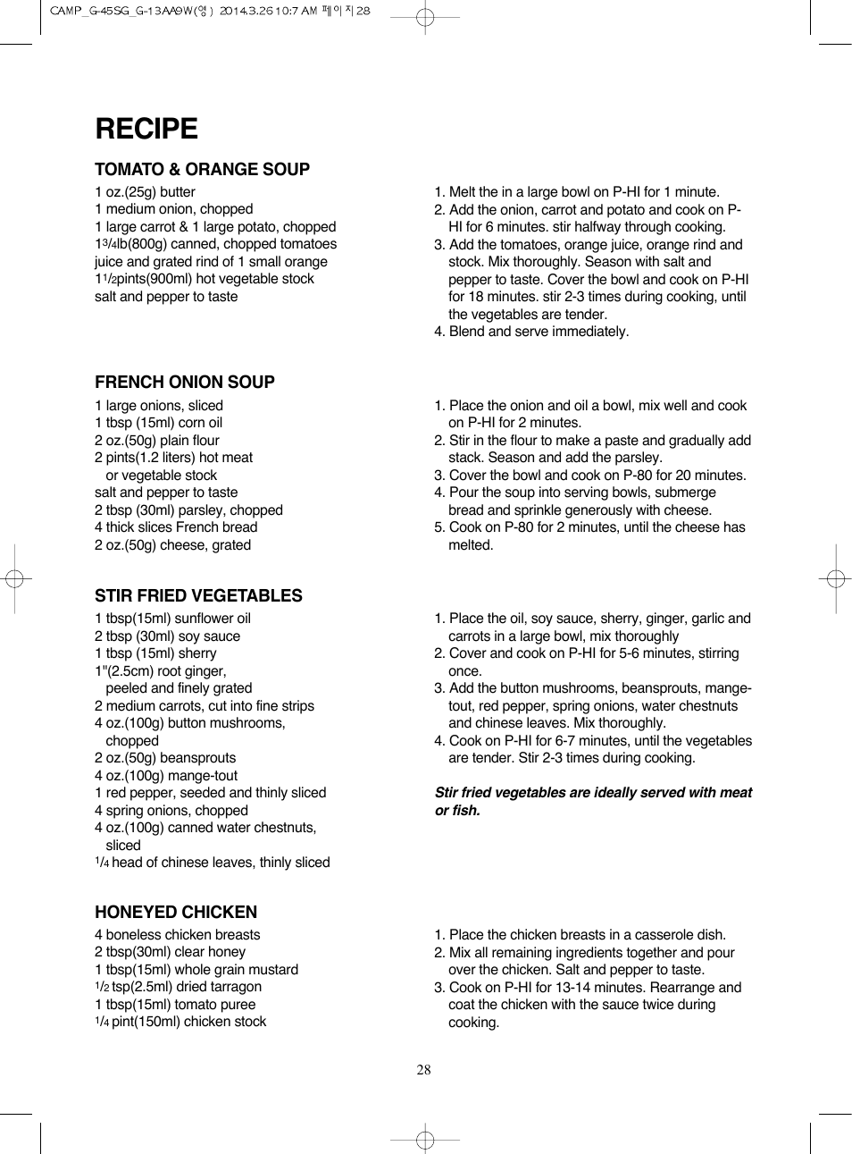 Recipe | Campomatic KOG45SG User Manual | Page 29 / 31