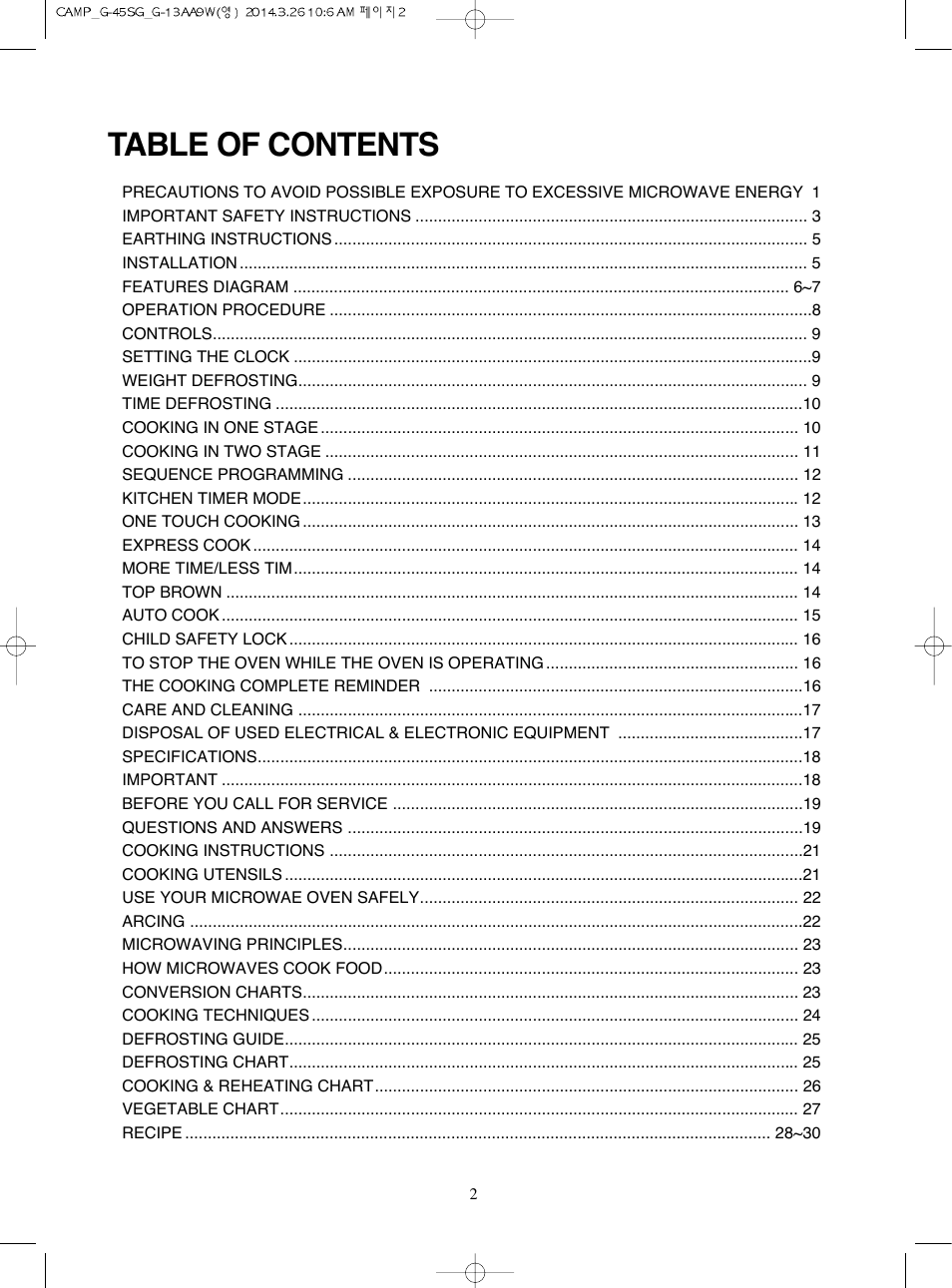 Campomatic KOG45SG User Manual | Page 3 / 31