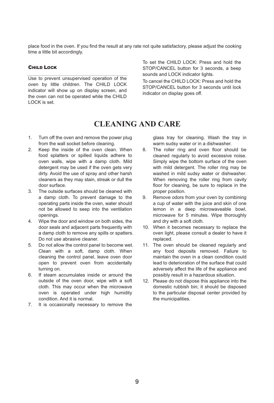 Cleaning and care | Campomatic KOR22A1 User Manual | Page 10 / 15