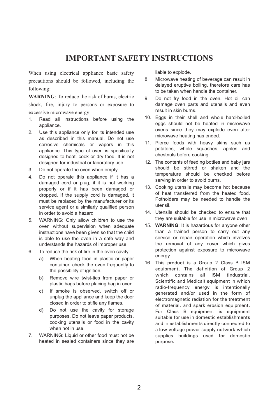 Important safety instructions | Campomatic KOR22A1 User Manual | Page 3 / 15