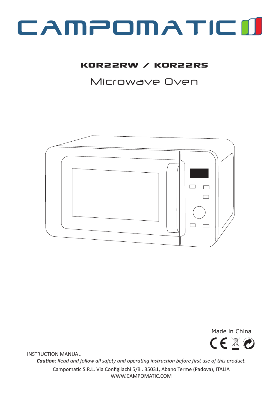 Campomatic KOR22RW User Manual | 22 pages