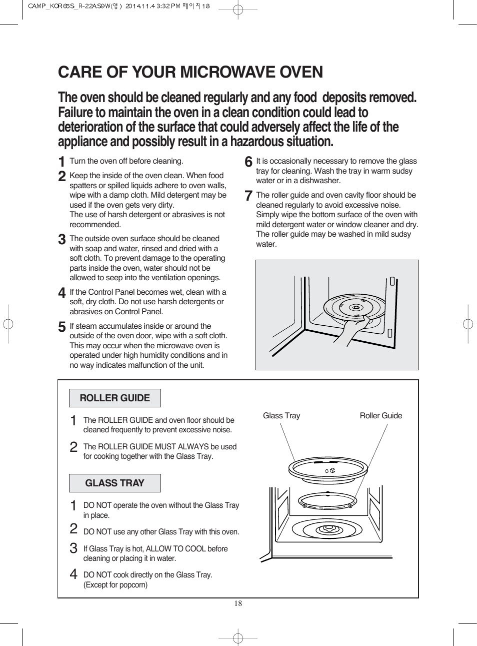 Care of your microwave oven | Campomatic KOR65S User Manual | Page 19 / 33