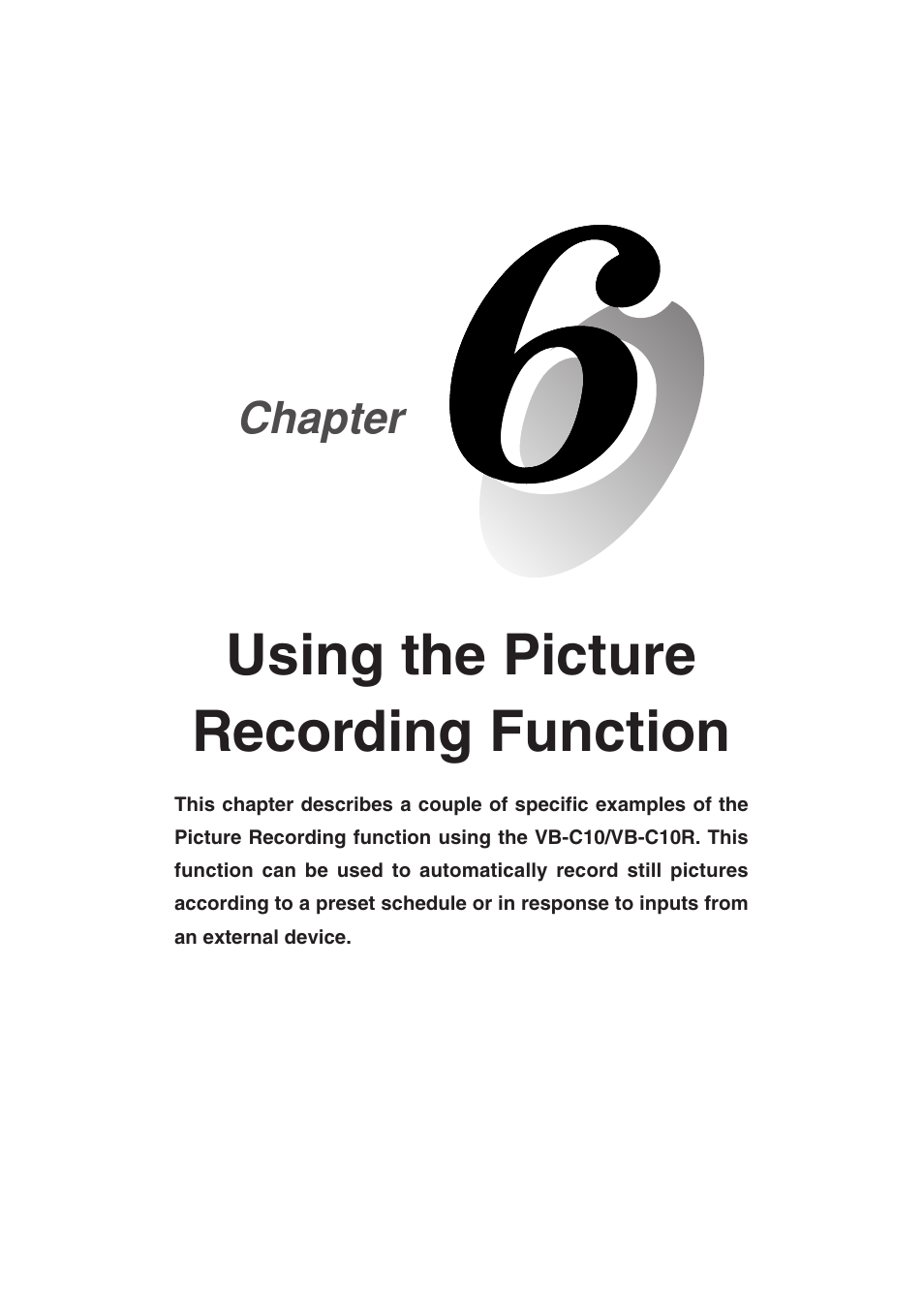 Using the picture recording function, Chapter | Canon VB-C10R User Manual | Page 105 / 138