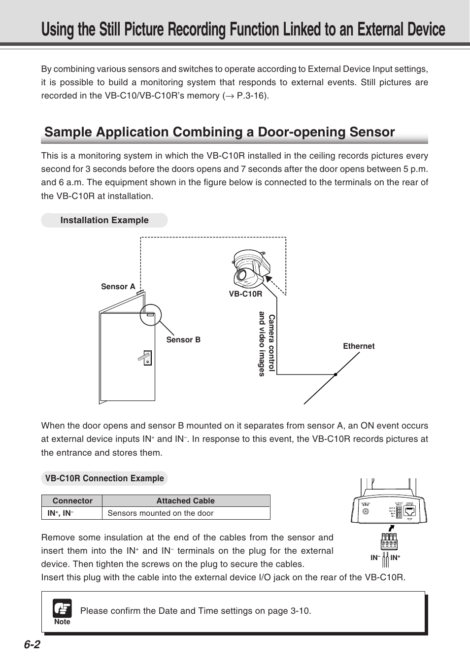 Sample application combining a door-opening sensor | Canon VB-C10R User Manual | Page 106 / 138