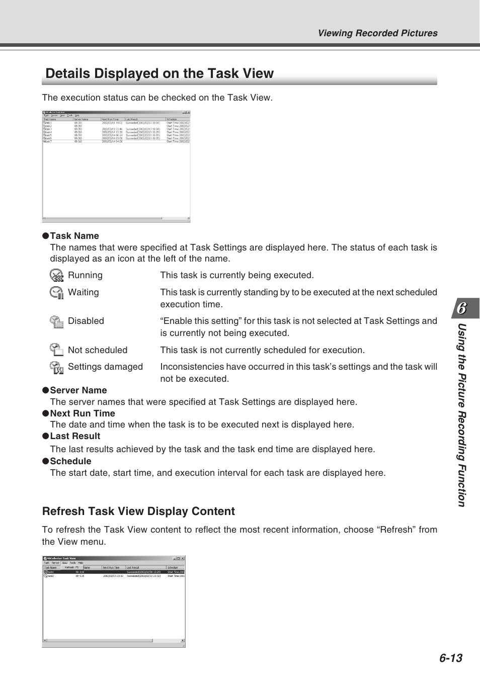 Details displayed on the task view | Canon VB-C10R User Manual | Page 117 / 138