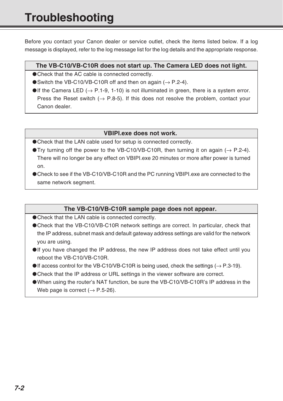 Troubleshooting | Canon VB-C10R User Manual | Page 124 / 138