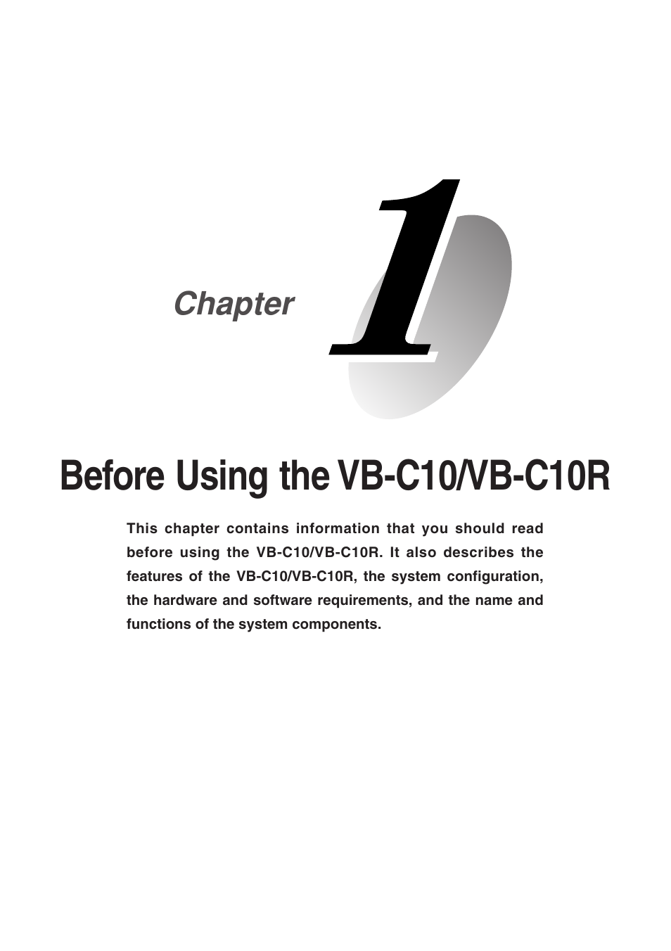 Before using the vb-c10/vb-c10r, Chapter | Canon VB-C10R User Manual | Page 13 / 138