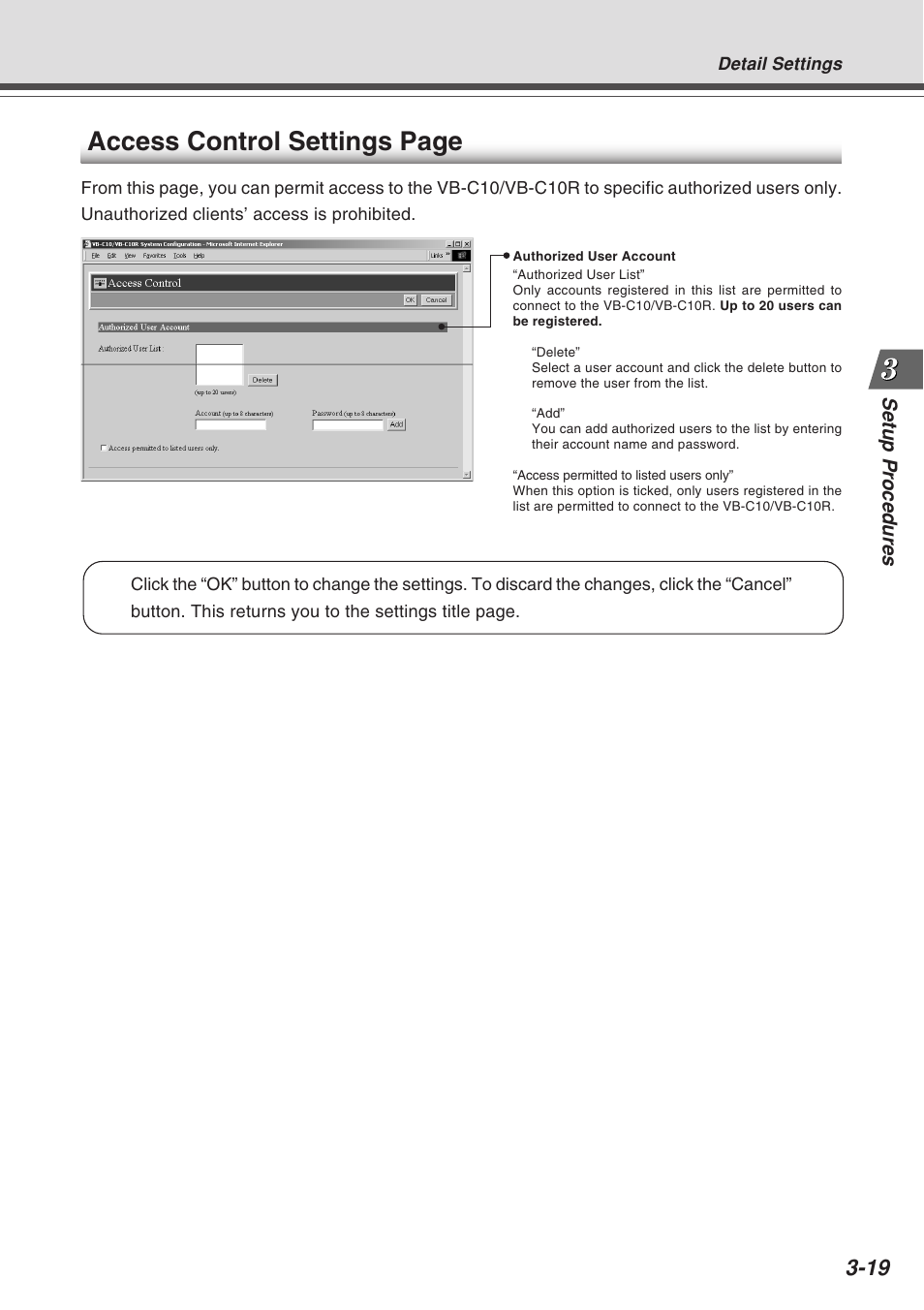 Access control settings page | Canon VB-C10R User Manual | Page 49 / 138