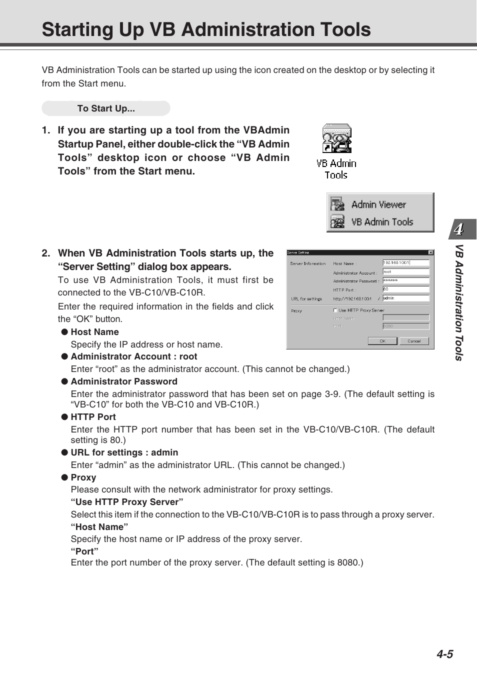 Starting up vb administration tools | Canon VB-C10R User Manual | Page 57 / 138