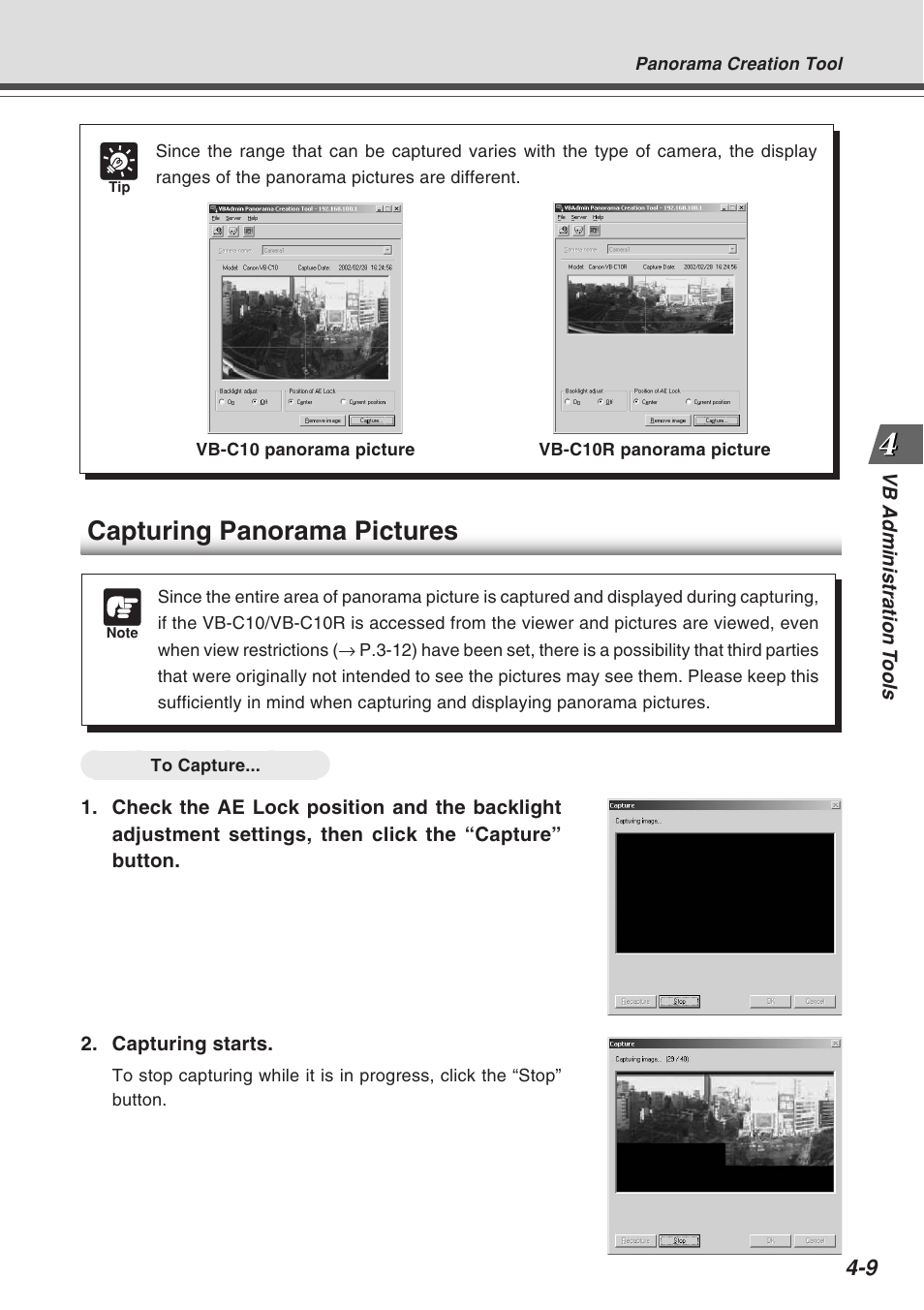 Capturing panorama pictures | Canon VB-C10R User Manual | Page 61 / 138