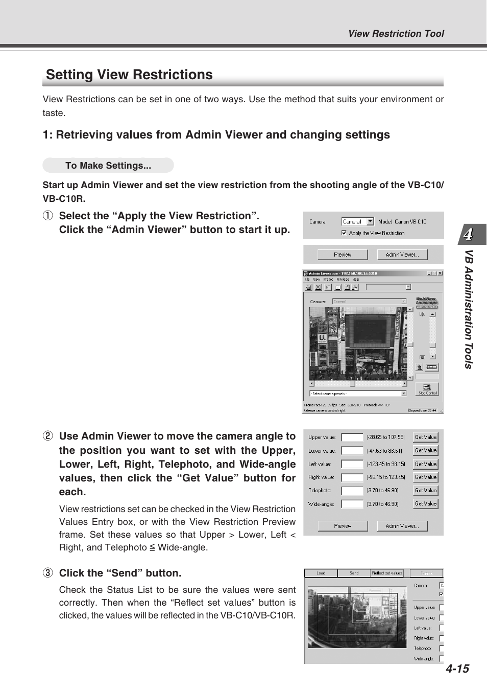 Setting view restrictions | Canon VB-C10R User Manual | Page 67 / 138