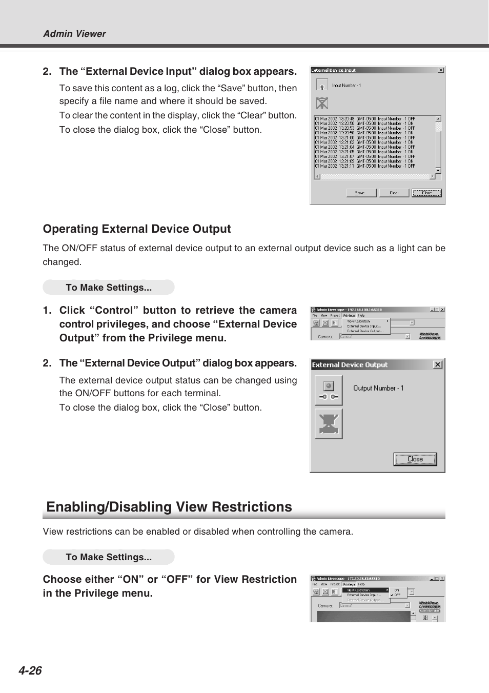 Enabling/disabling view restrictions | Canon VB-C10R User Manual | Page 78 / 138