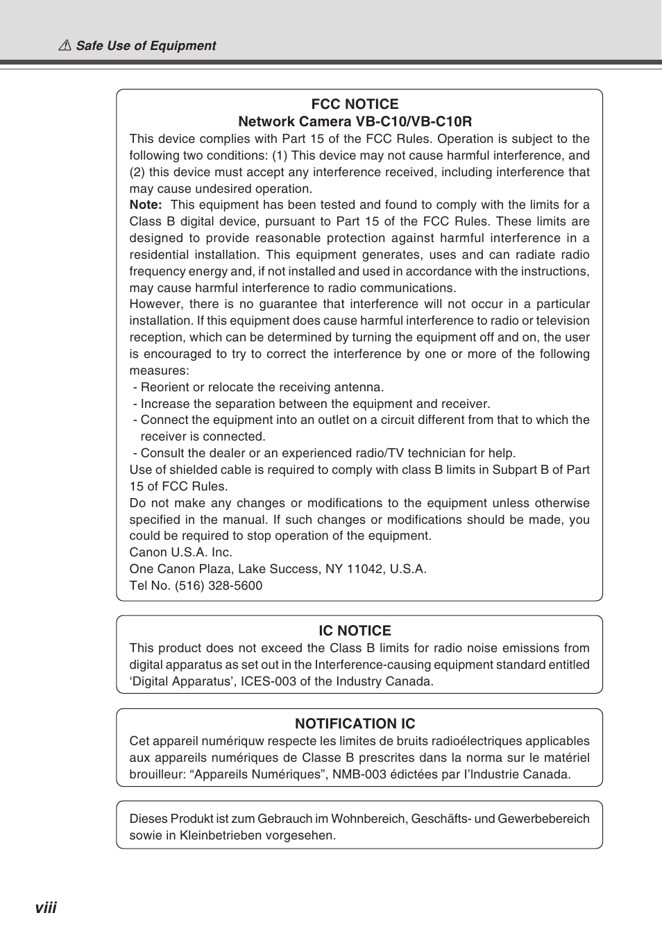 Viii | Canon VB-C10R User Manual | Page 8 / 138