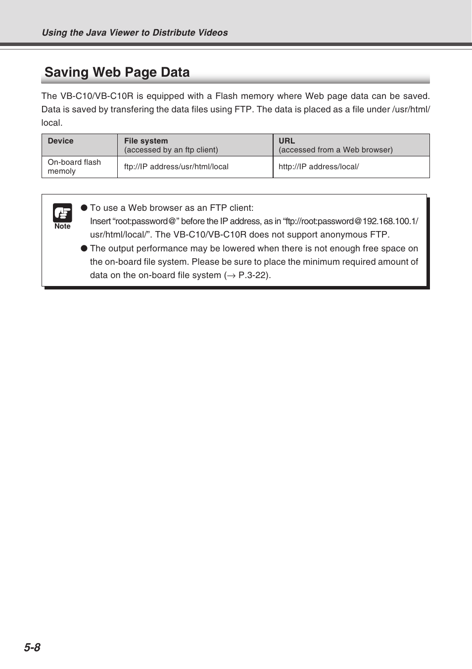 Saving web page data | Canon VB-C10R User Manual | Page 86 / 138