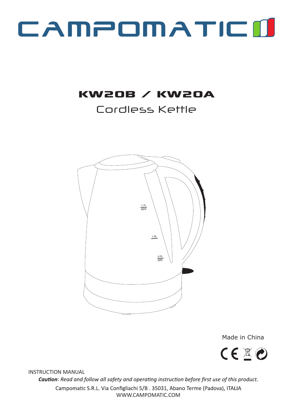 Campomatic KW20W User Manual | 8 pages
