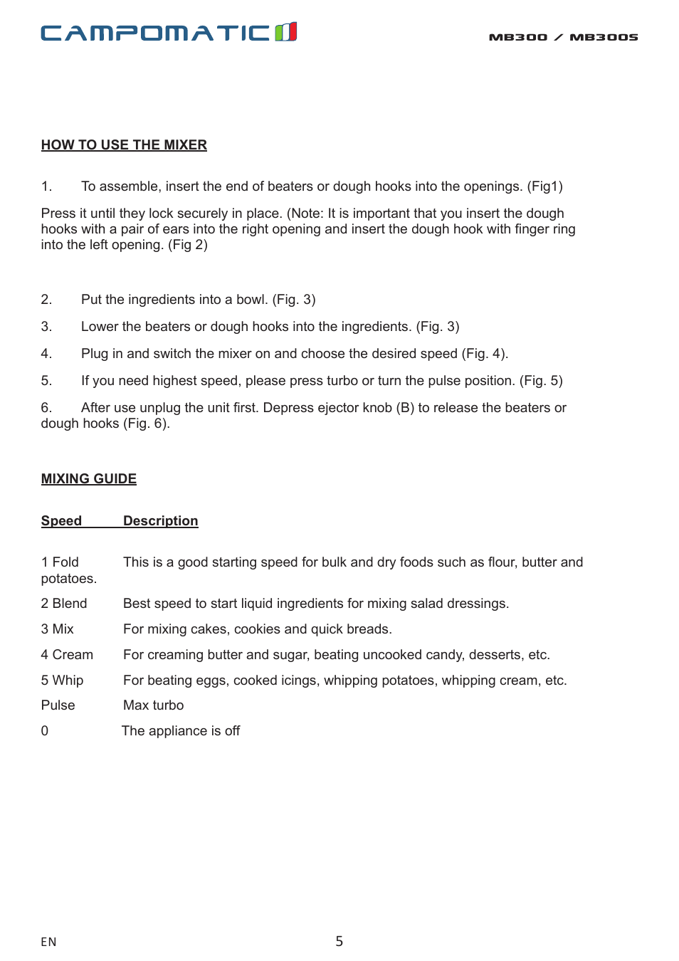 Campomatic MB300 User Manual | Page 5 / 8