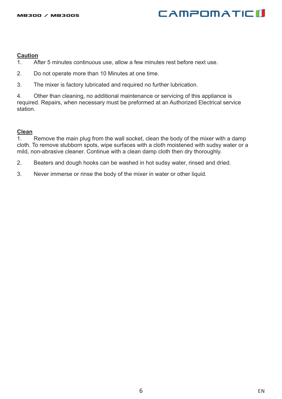 Campomatic MB300 User Manual | Page 6 / 8
