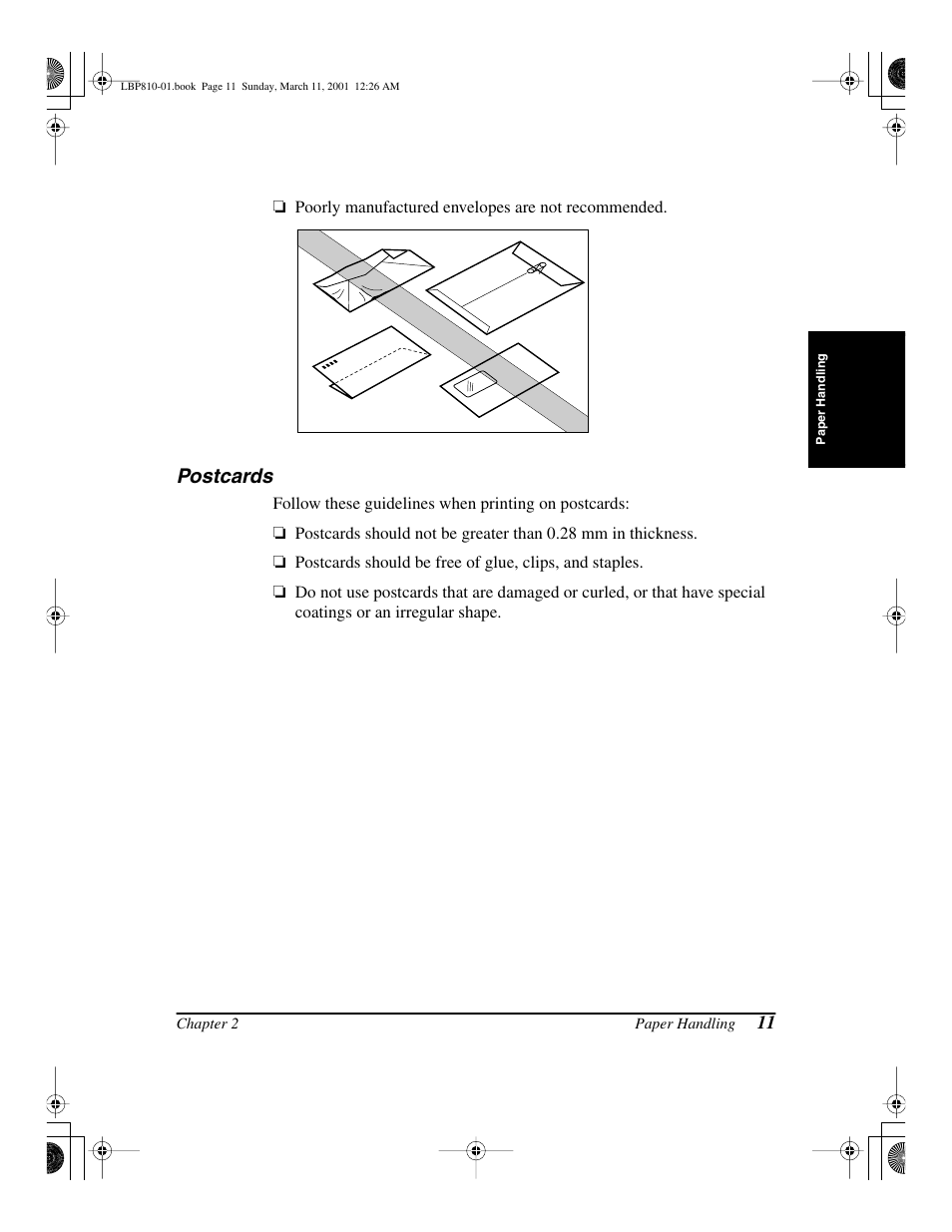 Postcards | Canon LBP-810 User Manual | Page 27 / 180