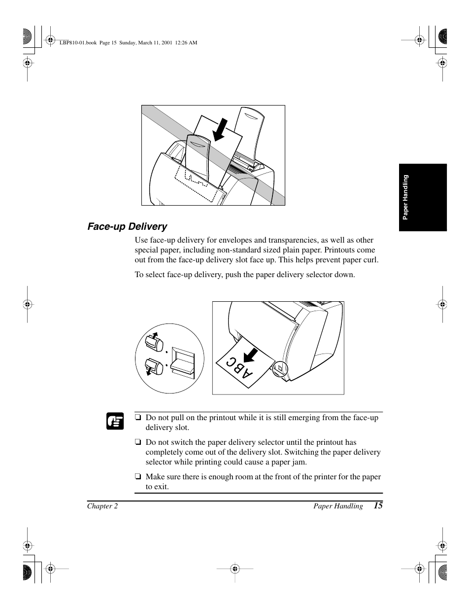 Face-up delivery | Canon LBP-810 User Manual | Page 31 / 180