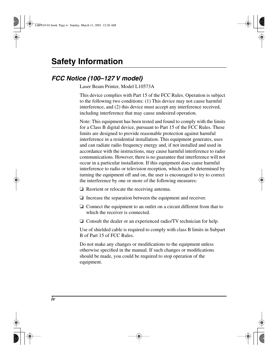 Safety information | Canon LBP-810 User Manual | Page 4 / 180