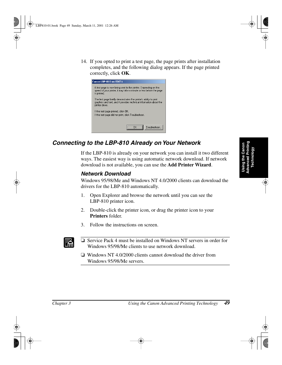 Connecting to the lbp-810 already on your network | Canon LBP-810 User Manual | Page 65 / 180