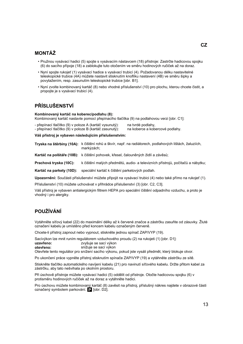 13 montáž příslušenství používání | Campomatic RB2200 User Manual | Page 14 / 26