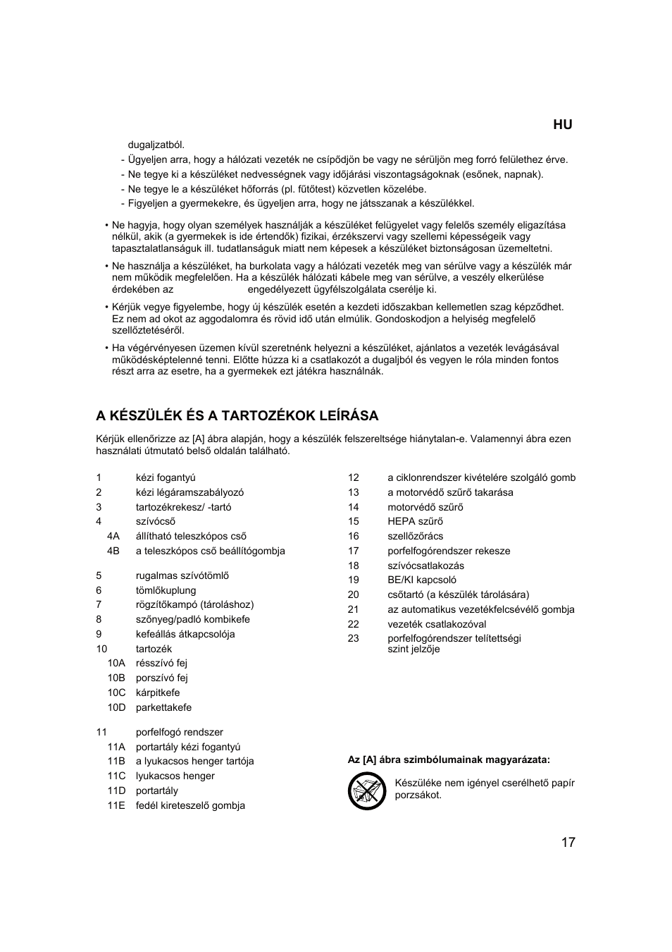 17 a készülék és a tartozékok leírása | Campomatic RB2200 User Manual | Page 18 / 26