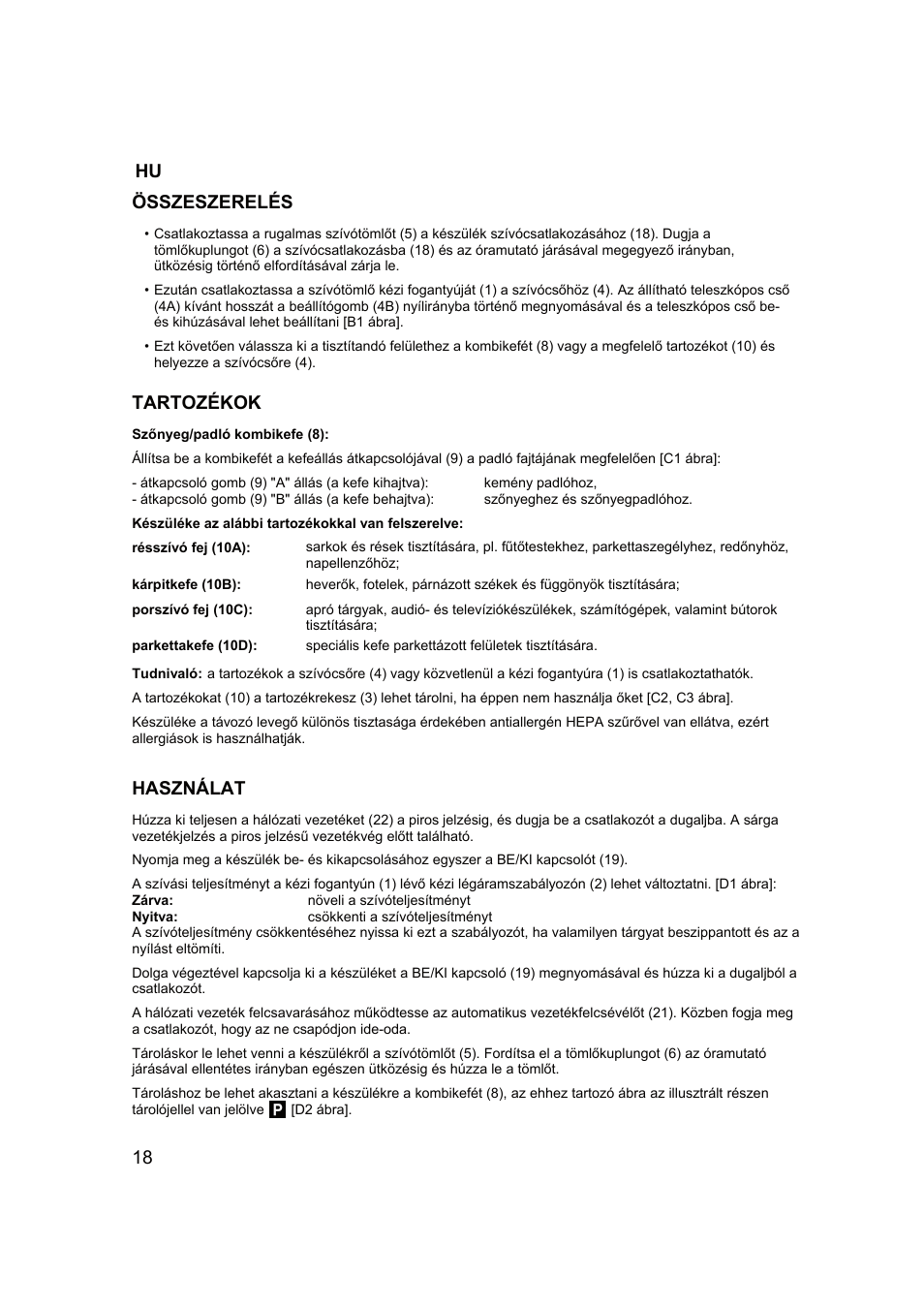 18 összeszerelés tartozékok használat | Campomatic RB2200 User Manual | Page 19 / 26