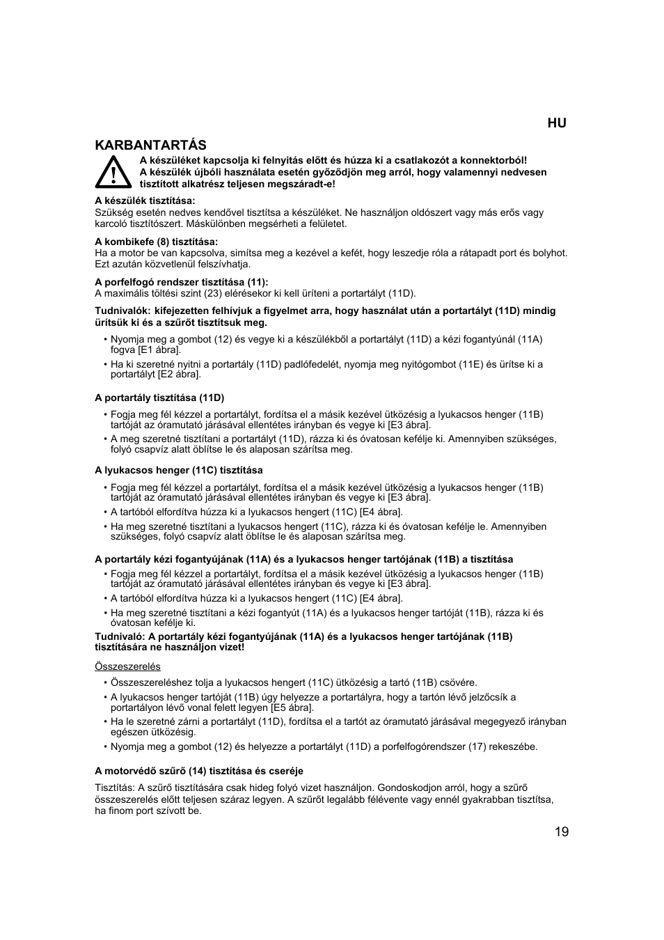 19 karbantartás | Campomatic RB2200 User Manual | Page 20 / 26
