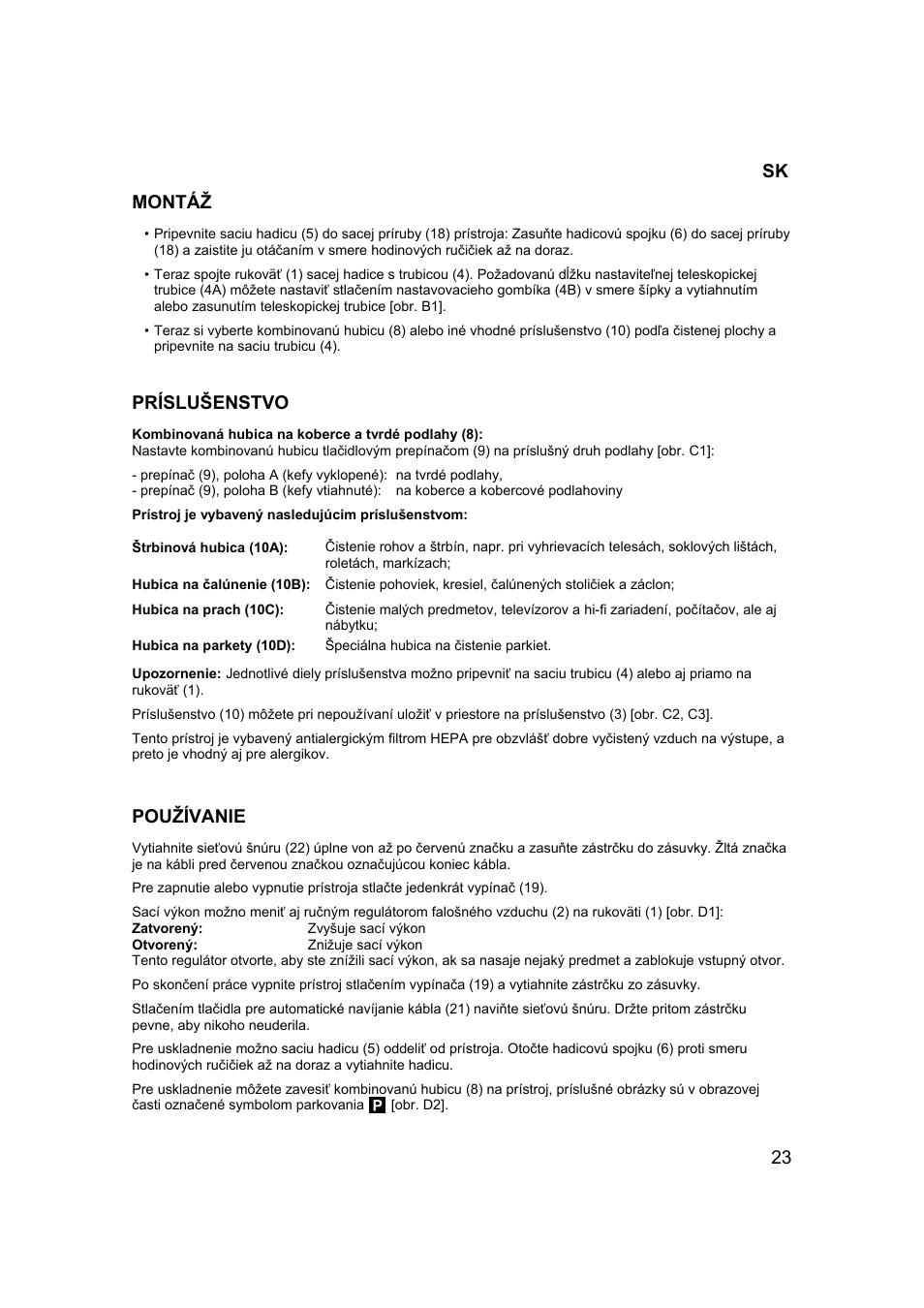 23 montáž príslušenstvo používanie | Campomatic RB2200 User Manual | Page 24 / 26