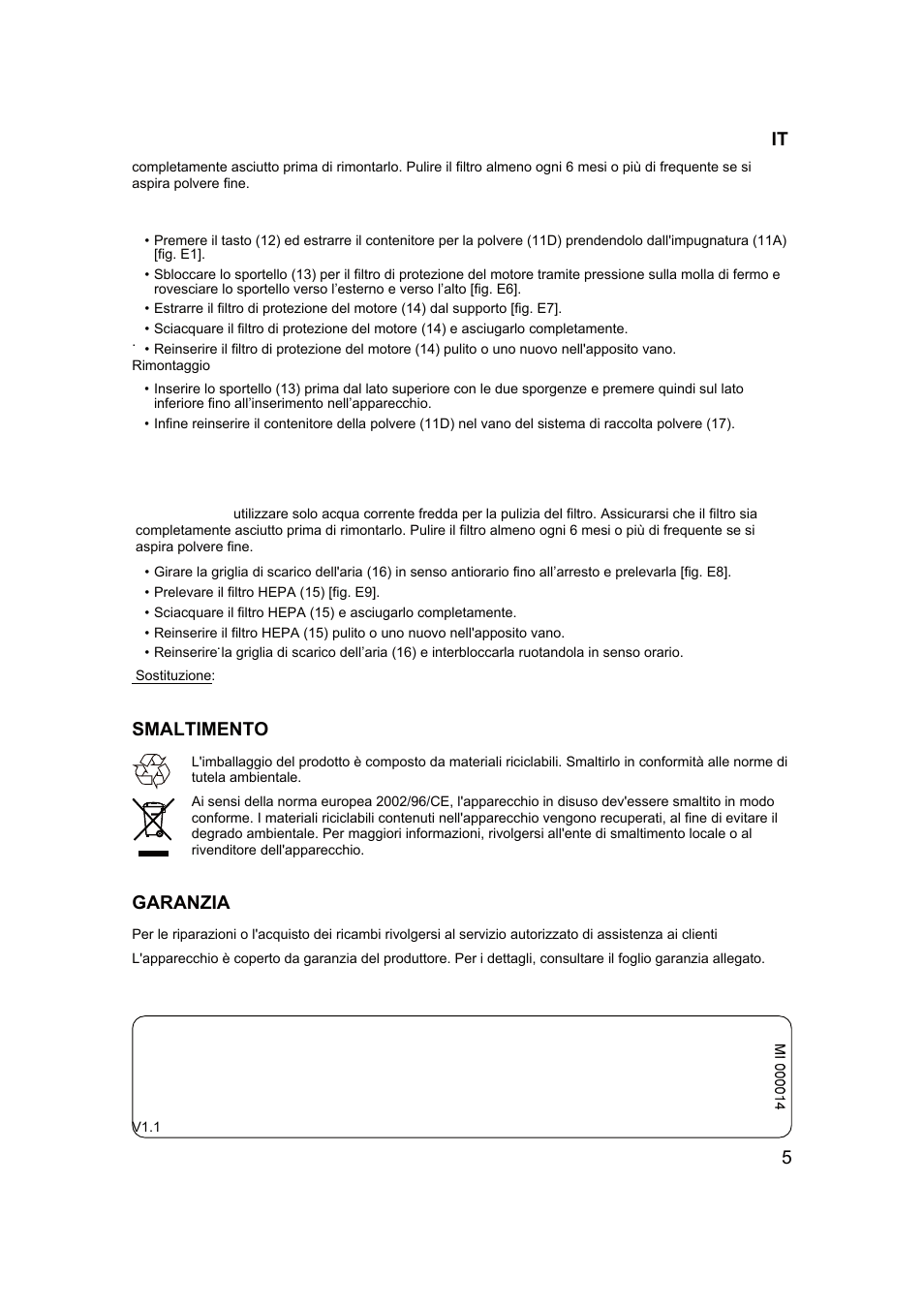 5smaltimento garanzia | Campomatic RB2200 User Manual | Page 6 / 26