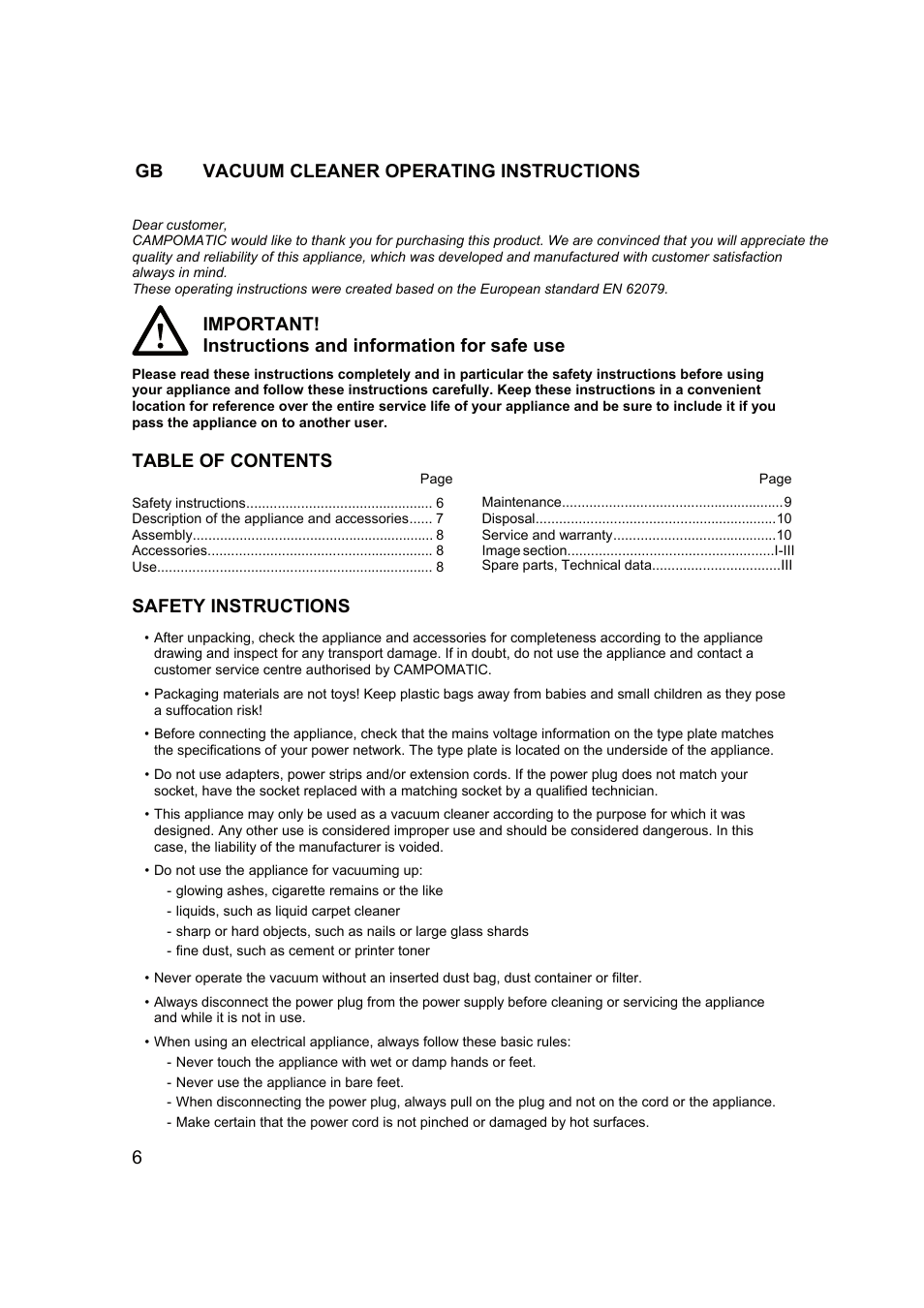 Campomatic RB2200 User Manual | Page 7 / 26
