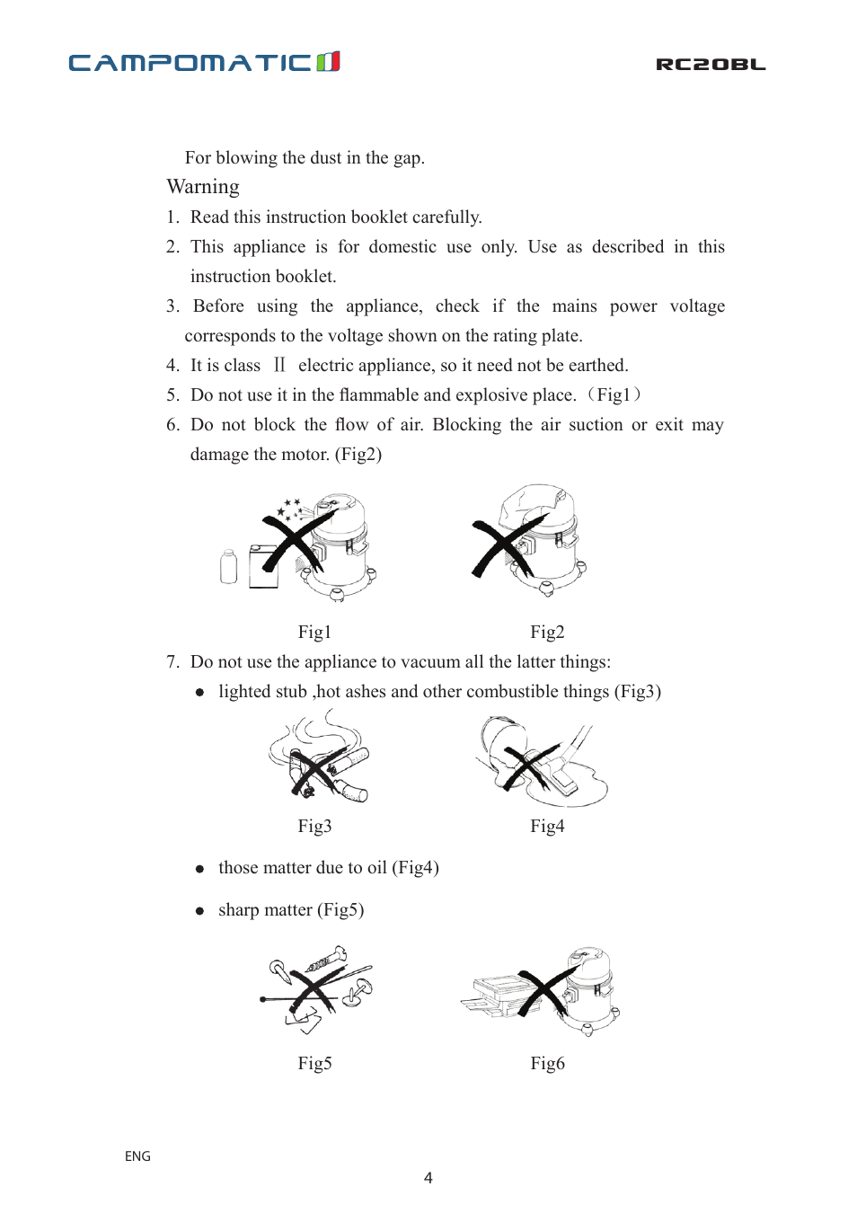 Rc20bl | Campomatic RC20BL User Manual | Page 4 / 18