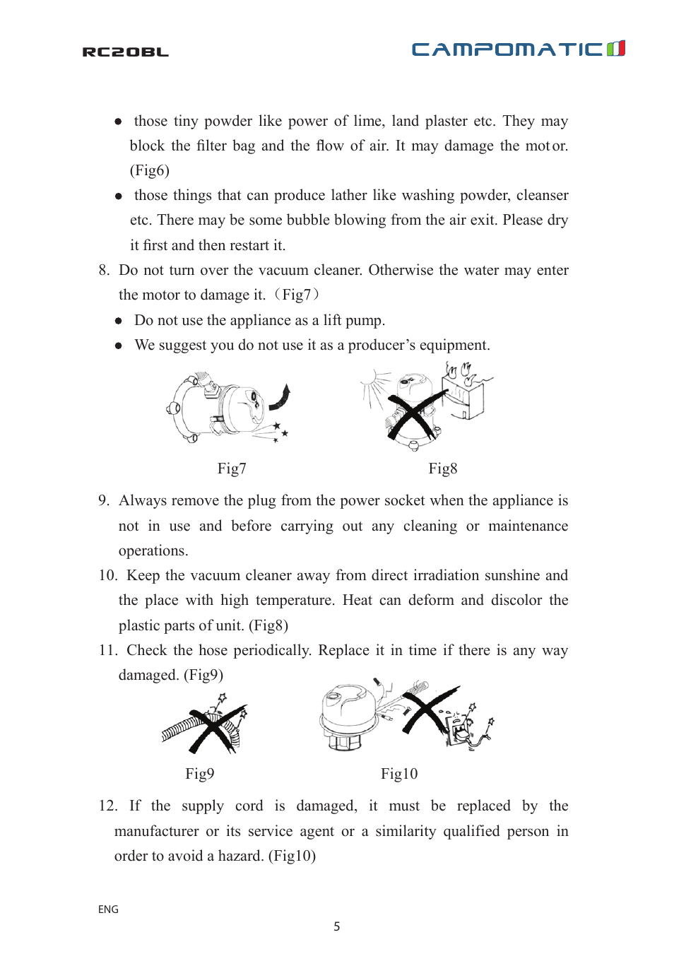 Rc20bl | Campomatic RC20BL User Manual | Page 5 / 18