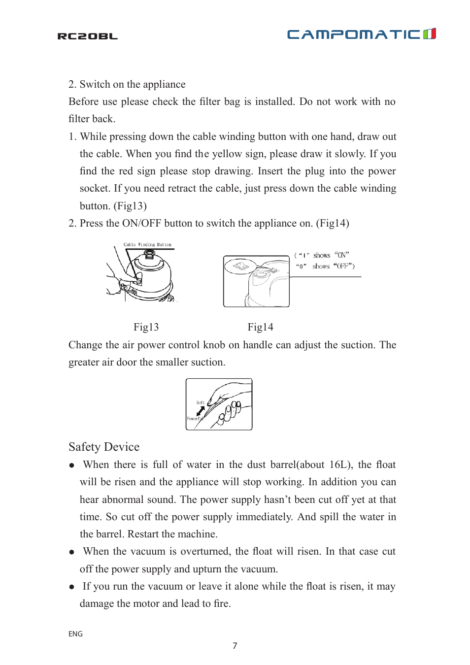 Rc20bl | Campomatic RC20BL User Manual | Page 7 / 18