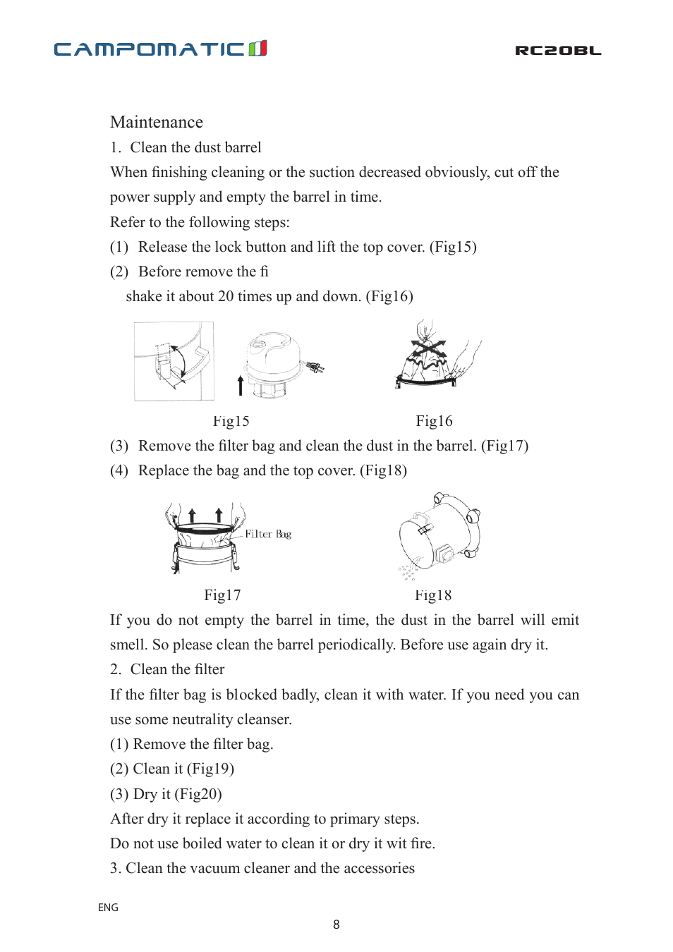 Rc20bl | Campomatic RC20BL User Manual | Page 8 / 18