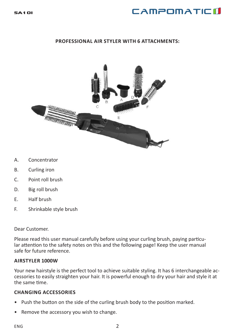 Sa10i | Campomatic SA10I User Manual | Page 2 / 4