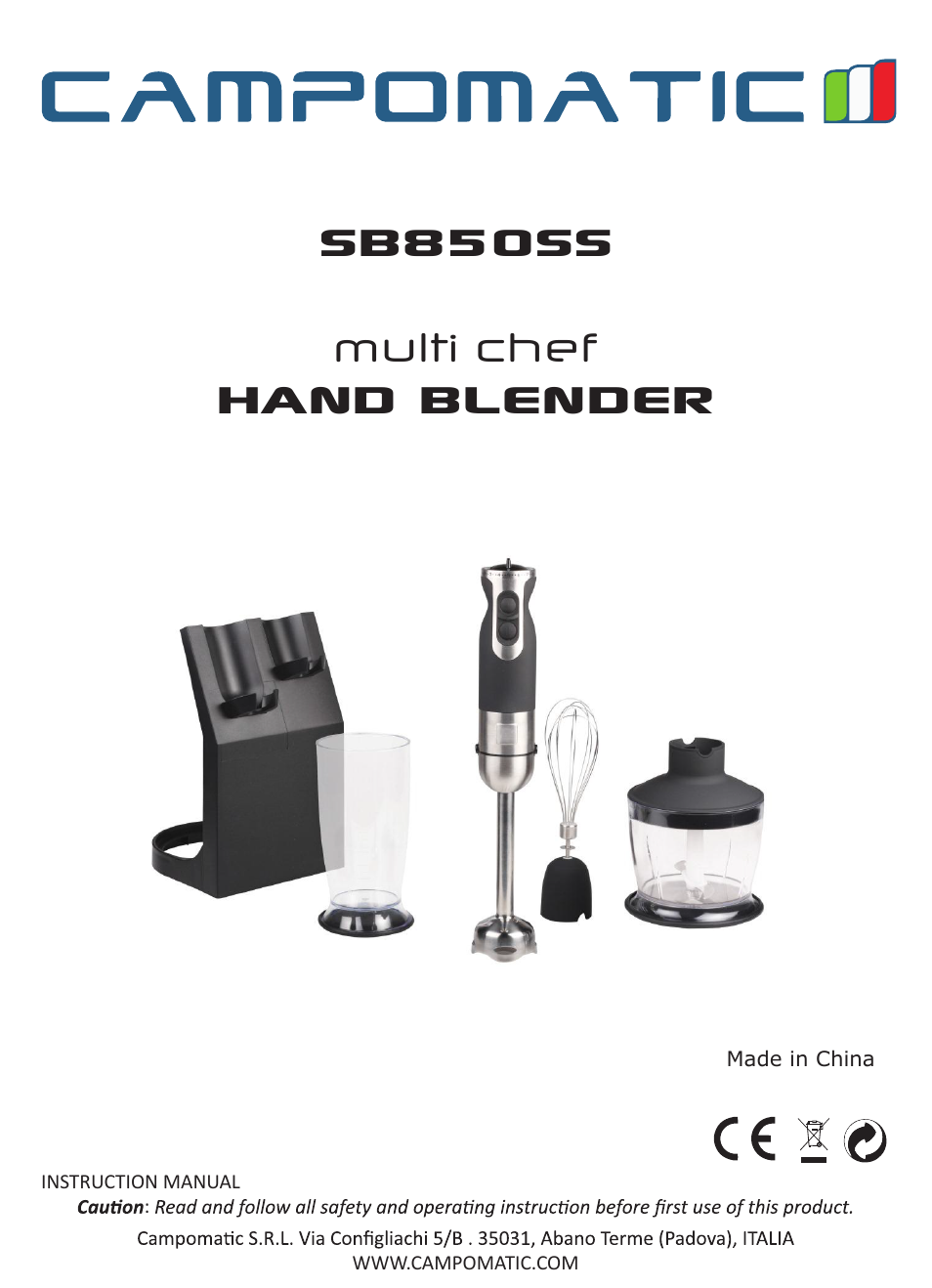 Campomatic SB850SS User Manual | 56 pages