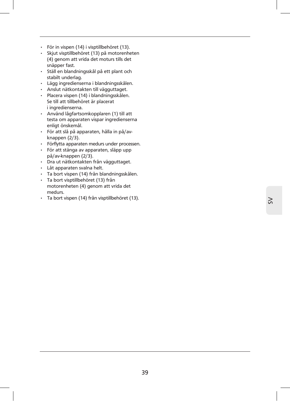 39 sv | Campomatic SB850SS User Manual | Page 40 / 56