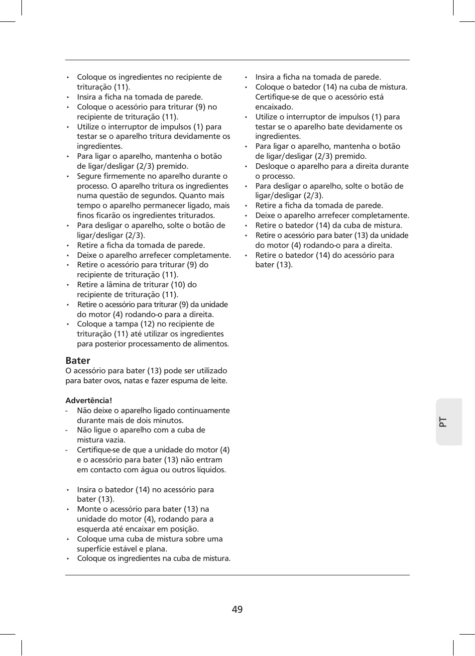 49 pt, Bater | Campomatic SB850SS User Manual | Page 50 / 56