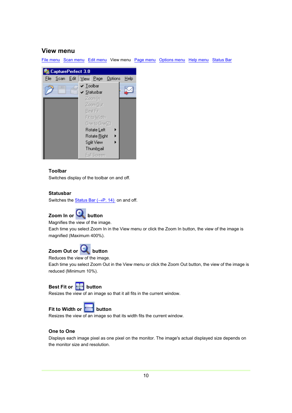 View menu | Canon Capture Perfect 3.0 User Manual | Page 10 / 70