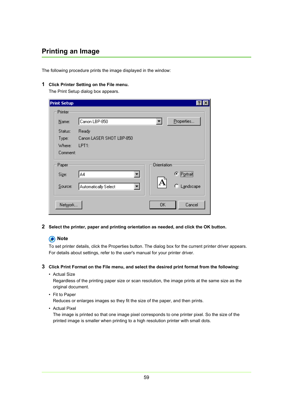 Printing an image, P. 59) | Canon Capture Perfect 3.0 User Manual | Page 59 / 70